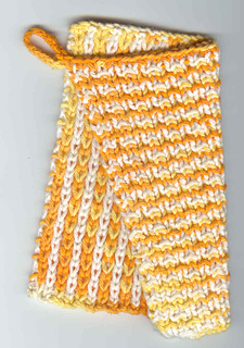 striped potholder in yellow and white