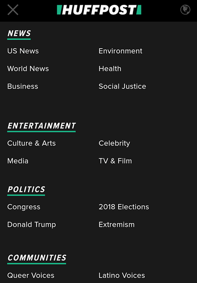 ejemplo de sitio web para móviles Huffpost