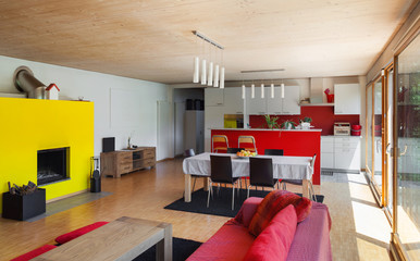 mple POP Design in Red and White ceiling