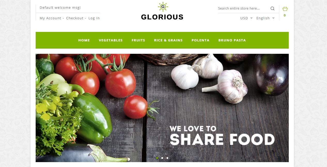 Fruits and vegetables magento theme Glorious