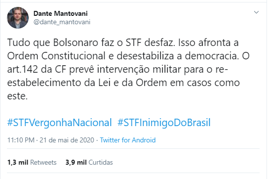 Bolsonaristas Inflam Desinformacao Sobre Artigo 142 Para Atacar Stf No Twitter Aos Fatos