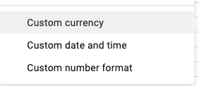 Adding custom currency in google sheets