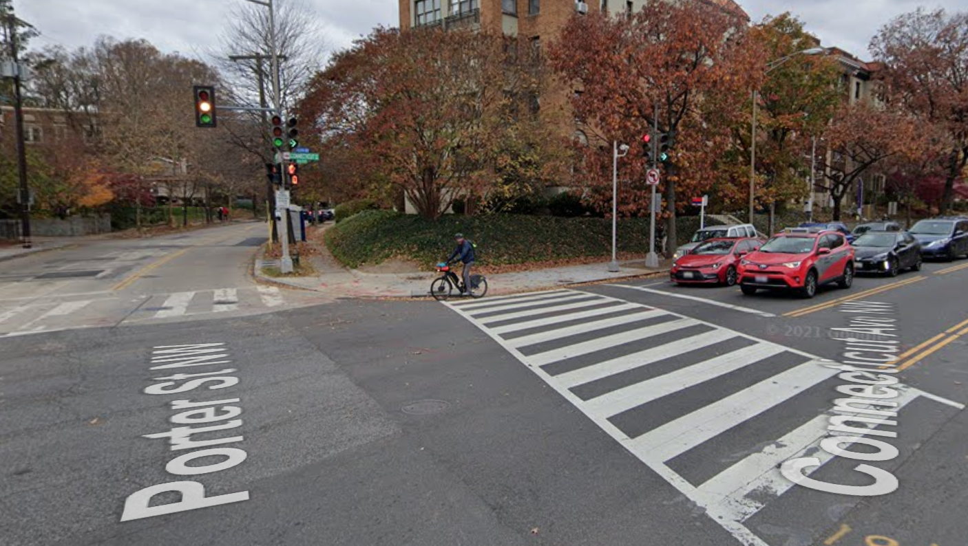street view of Connecticut Avenue and Porter Street NW from google maps