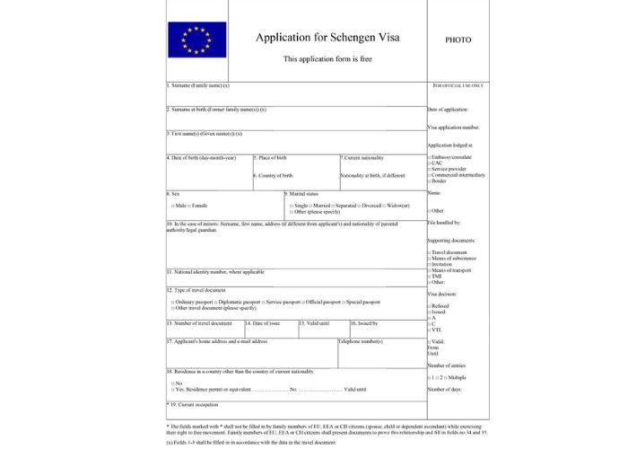Dịch vụ làm visa Tây Ban Nha - Mẫu đơn xin visa Tây Ban Nha