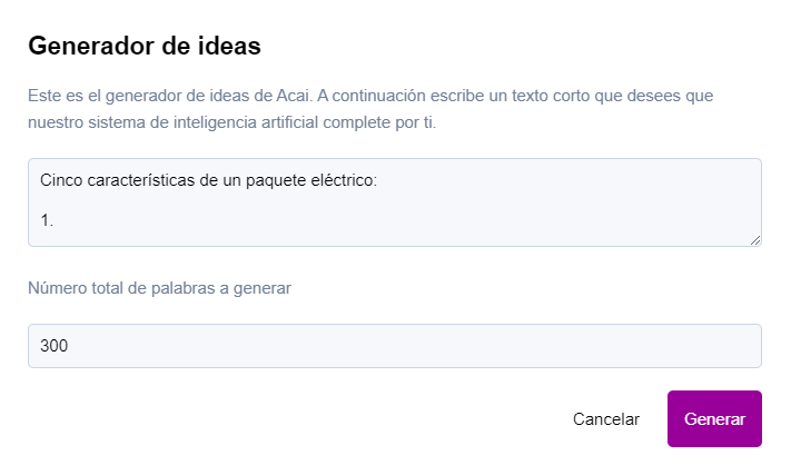 generador de ideas copywriting