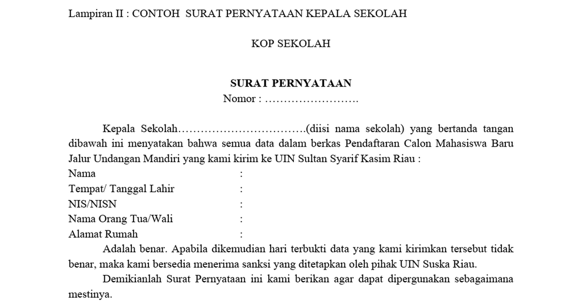 Surat Pernyataan Kepala Sekolahdocx Google Drive