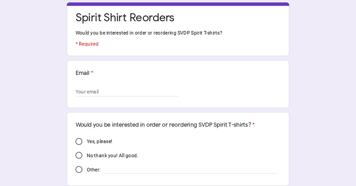 Spirit Shirt Reorders