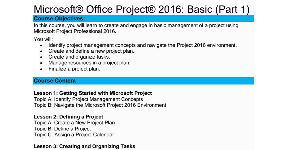 Microsoft Project 16 Part 1 Pdf Google Drive