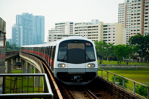 MRT Singapore with City in Background 