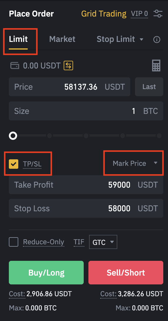 stop loss take profit bitcoin