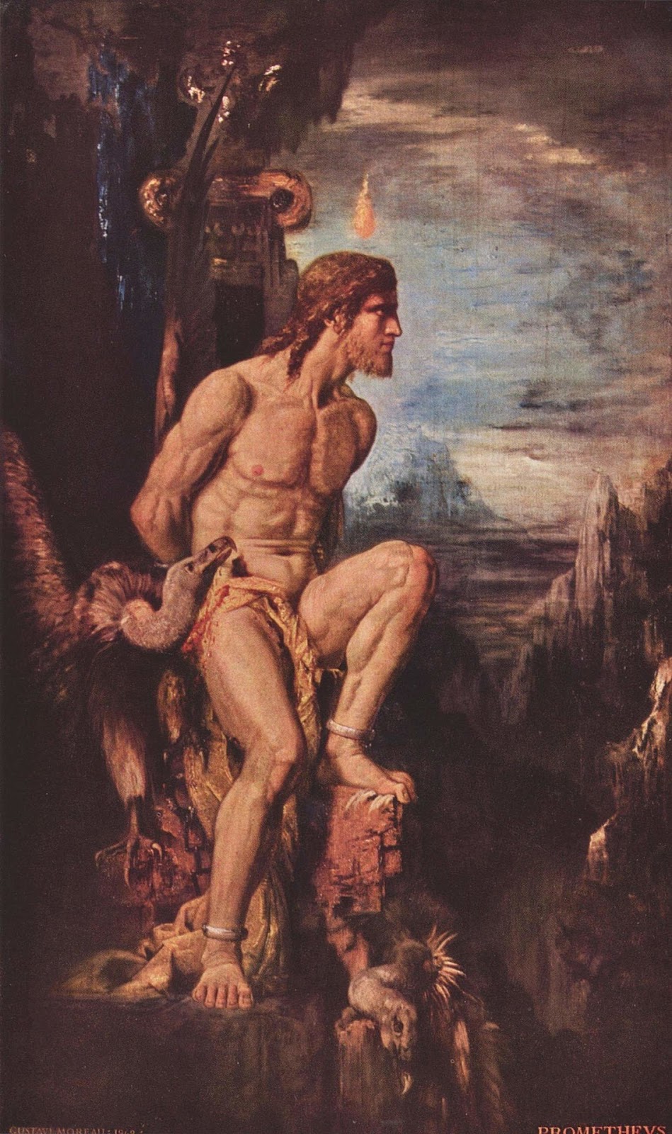 Prometheus (1868, illustrated by Gustave More), includes Hesiod's first Prometheus myth. Later it was probably adopted as the original form of Prometheus Bound, Prometheus Unbound and Prometheus Pyphoros, a trio of tragic plays by Achilles.