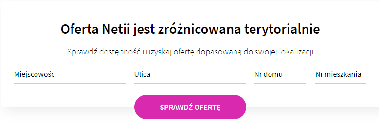 dostępność usług netia