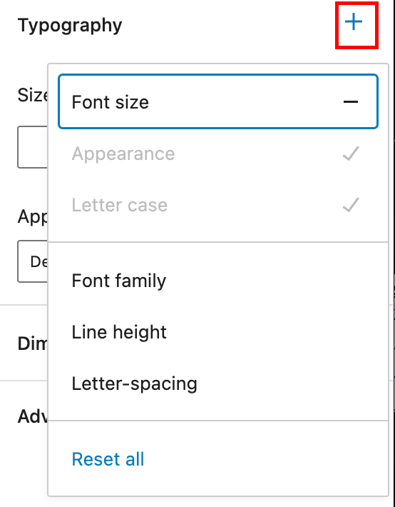 Typography Settings in the Site Title Block