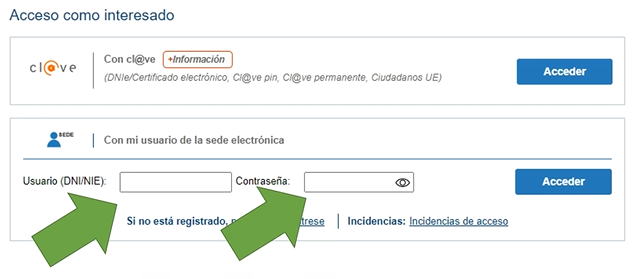 Ingreso en la página del Ministerio.