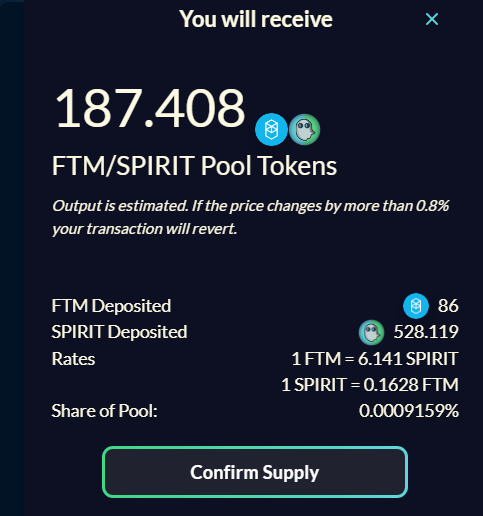 Spiritswap liquidity