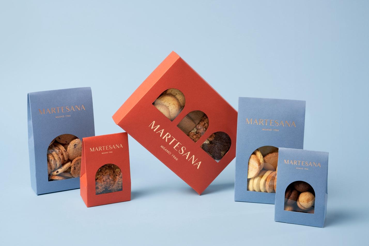 Branding and packaging design artifacts for Martesana pastry shop rebranding project