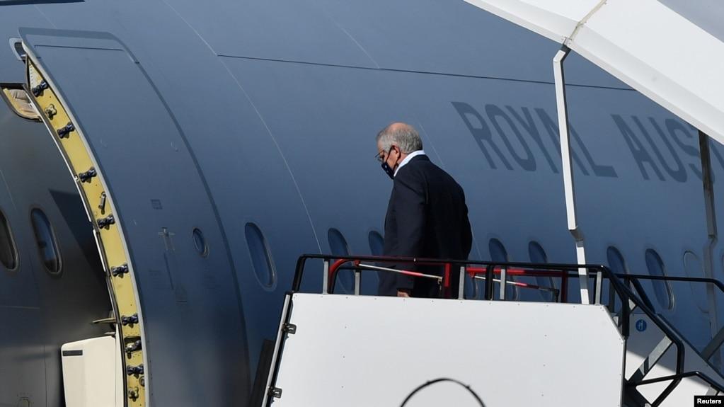 Thủ tướng Australia Scott Morrison khởi hành đi Washington, ngày 20/9/2021.