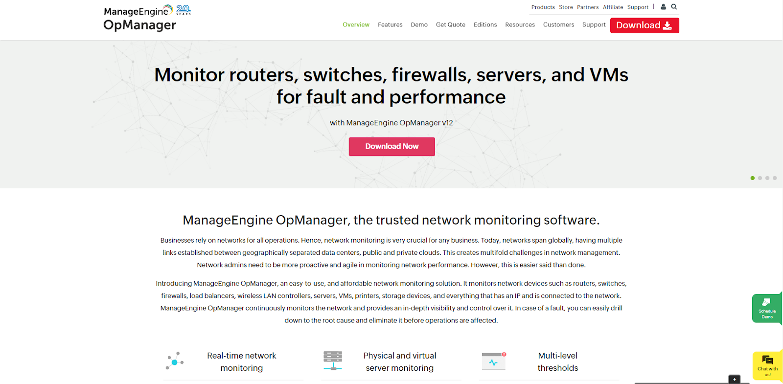 ManageEngine OpManager landing page 