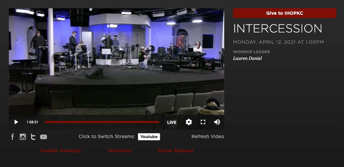 International House of Prayer's Livestream Screenshot