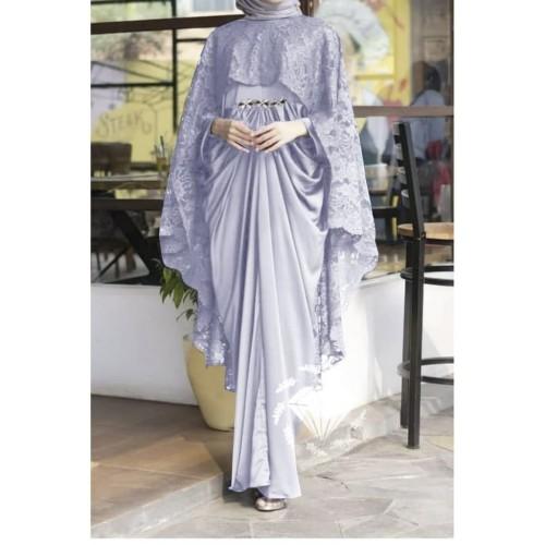 Model Baju Gamis Brokat Lengan Lebar Untuk Lebaran