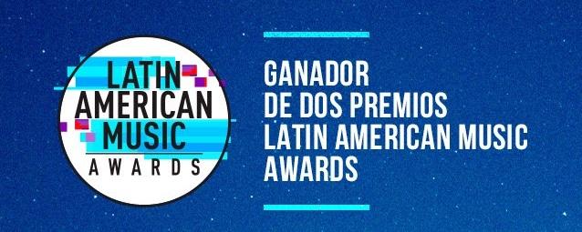 BLUE IMAGE DISPLAYING SEBASTIAN YATRA'S WINS AT THE LATIN AMERICA MUSIC AWARDS IN 2019