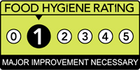 The Seymour Arms Food hygiene rating is '1': Major improvement necessary