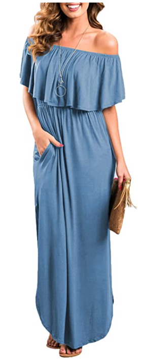 off the shoulder women's dress blue amazon