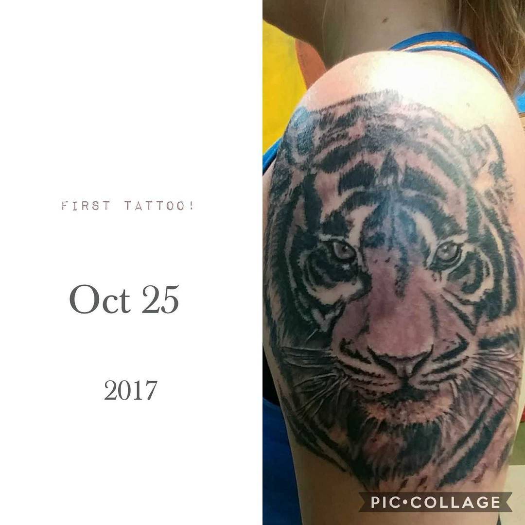 Tiger Face Shoulder Tattoo Design