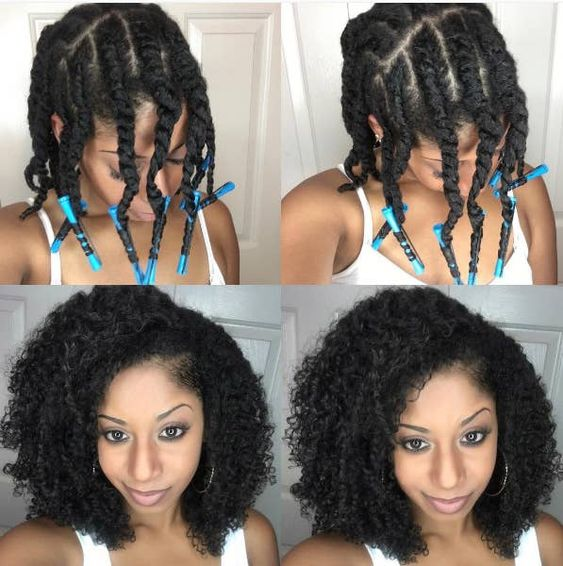 Pictures showing how twist outs are achieved for styling natural hair