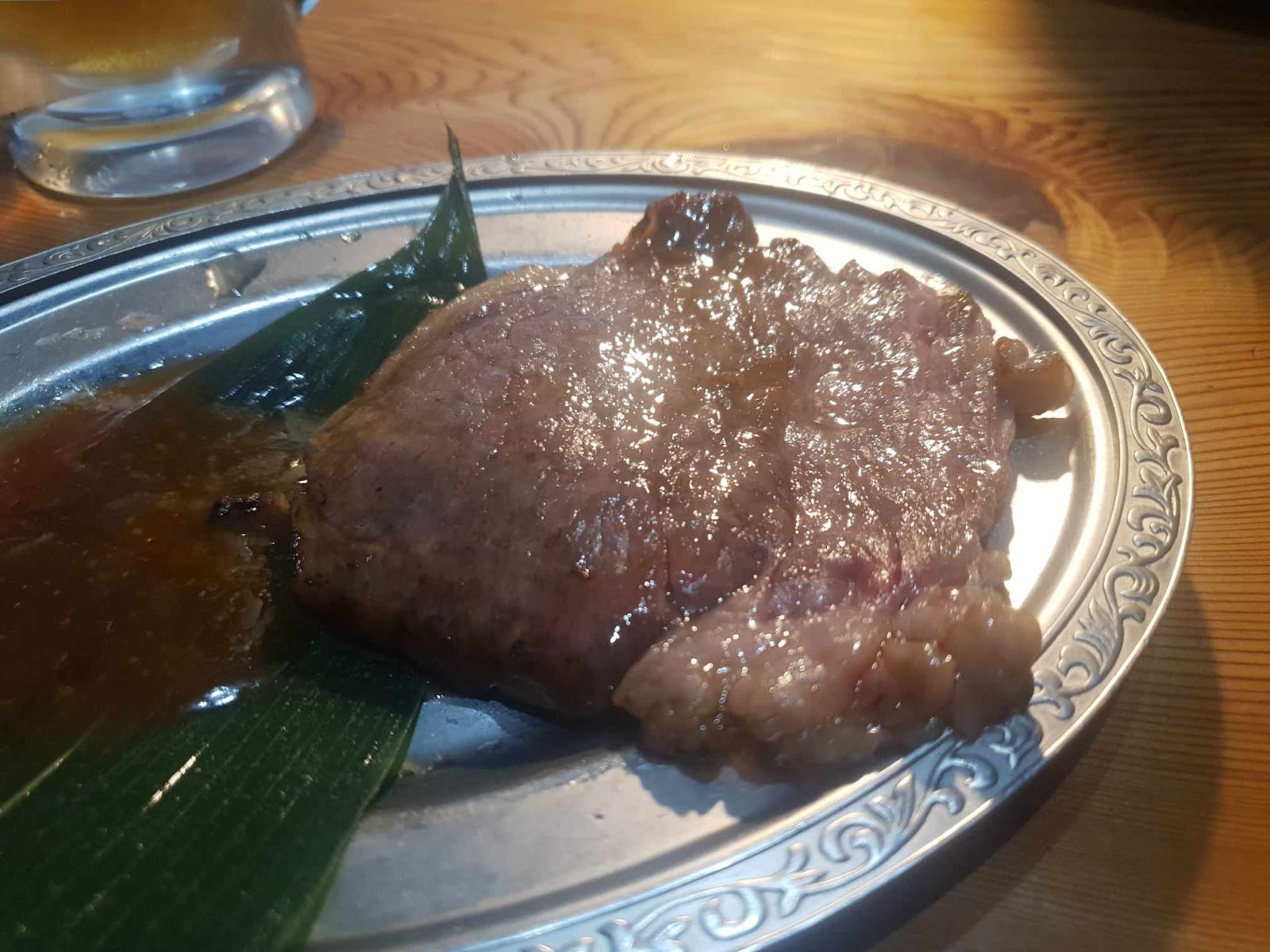 cooked loin steak at 焼肉力丸上本町店