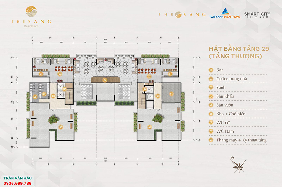 mặt bằng sân thượng