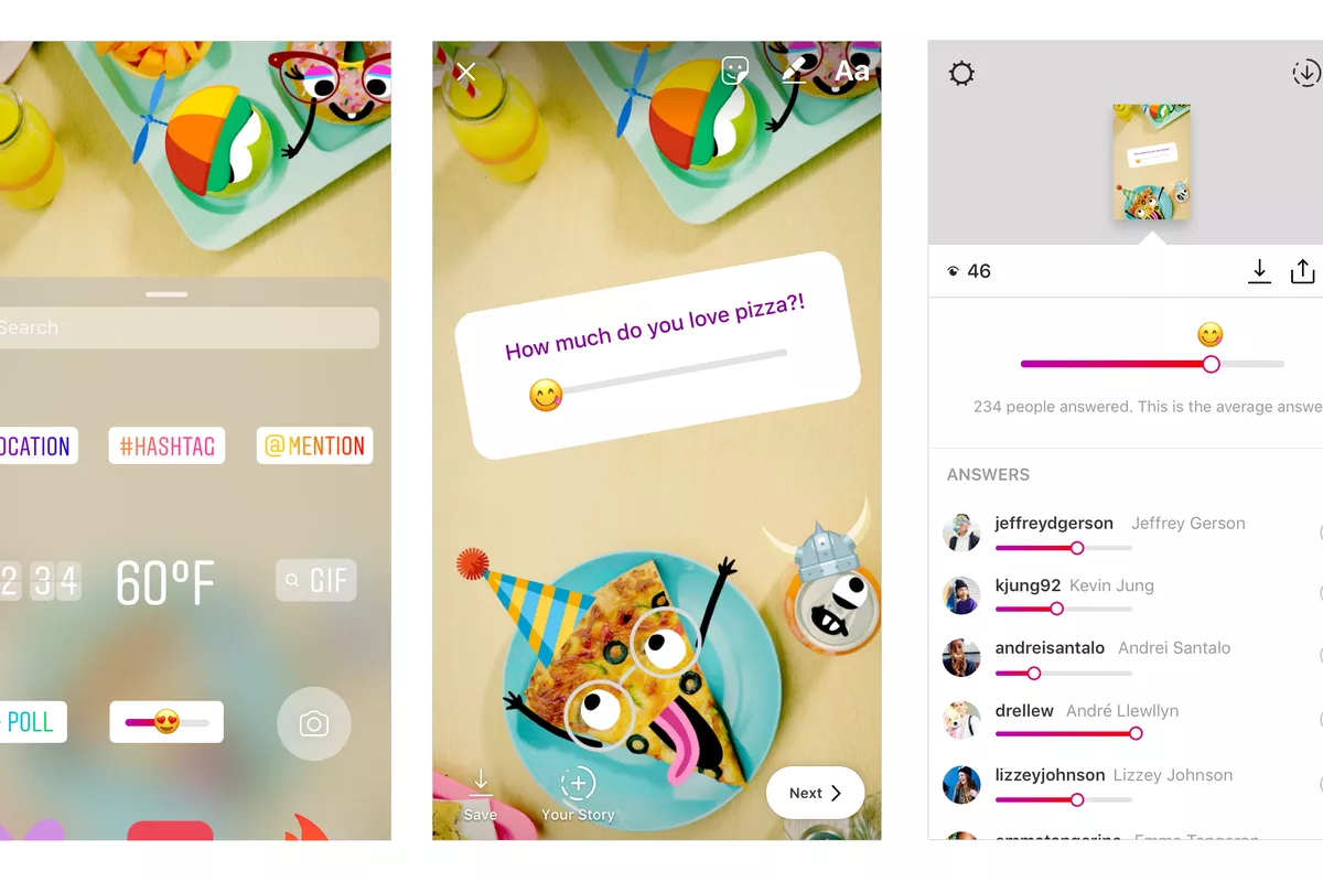 Instagram Stories slider feature for social media questions