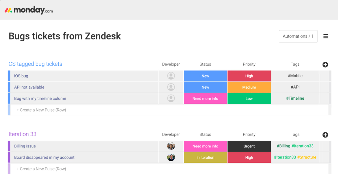 monday.com Zendesk integration