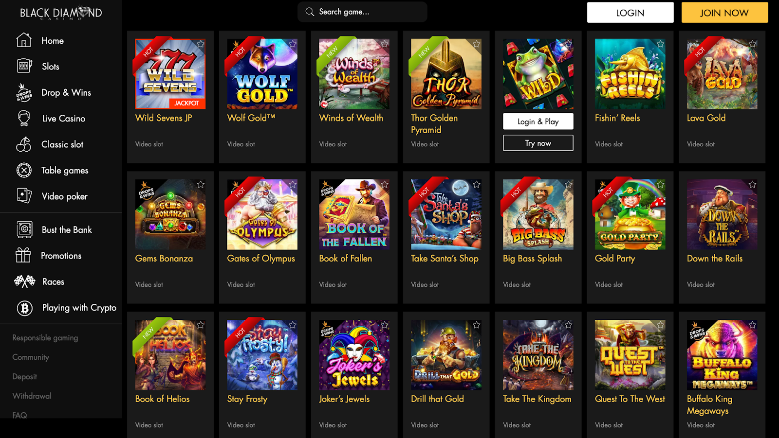 Black Diamond Casino Games