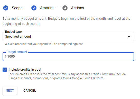 budget alert in gcp