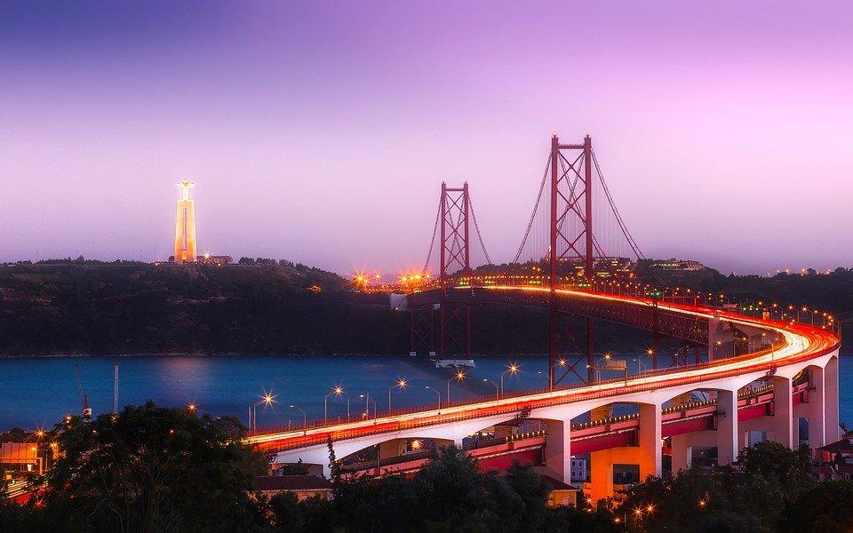 Lisbon, Portugal, City, Urban, Bridge, Sunset, Dusk