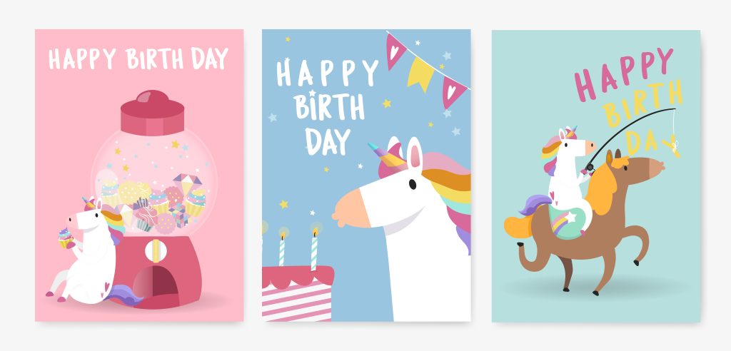 cartes d'anniversaires licorne