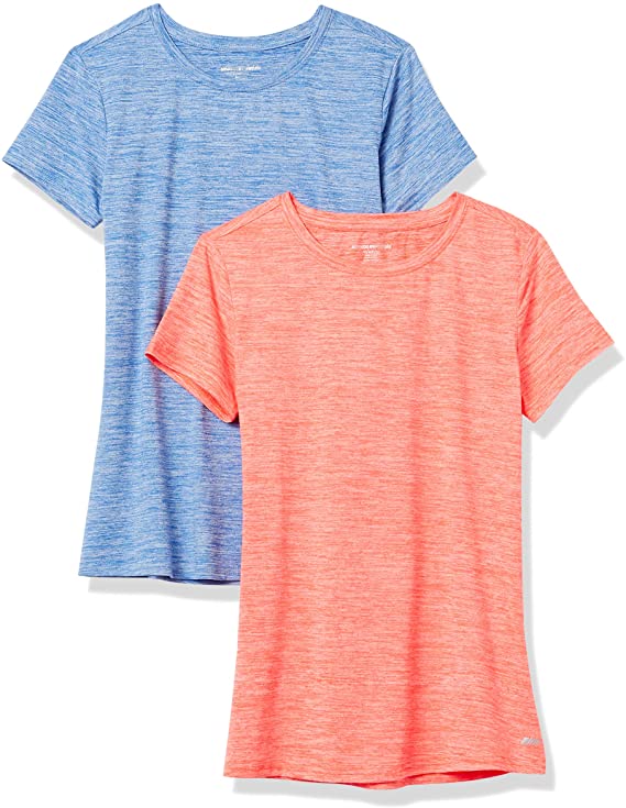 Amazon Essentials Women's Tech Stretch Short-Sleeve Crewneck T-Shirt, Pack of 2
