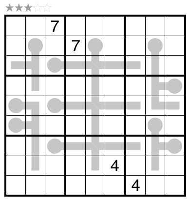 thermo sudoku example with multiple branches and bulbs 