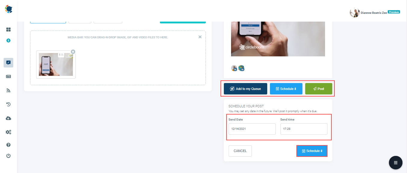 You can post immediately or schedule your content for a later time