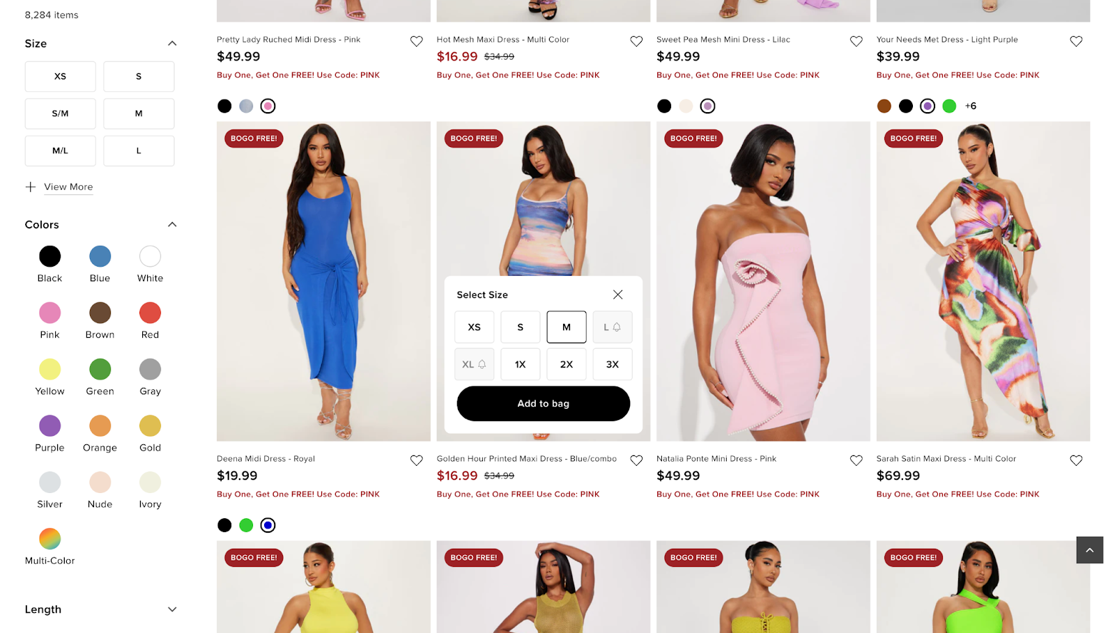 Fashion Nova product pages