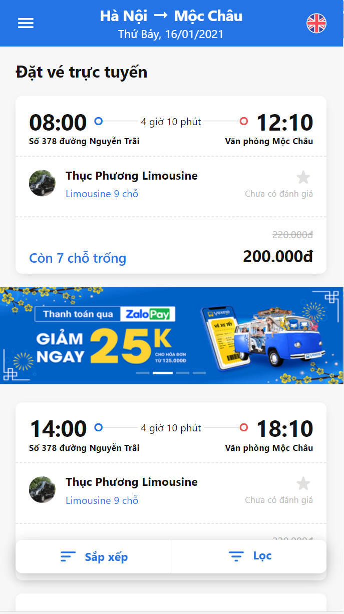 Chọn giờ đi phù hợp với nhu cầu.