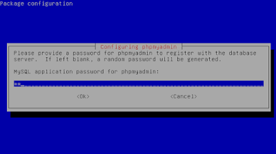 Kita pilih yes untuk mengkonfigurasi database untuk phpmyadmin Kemudian masukkan password
