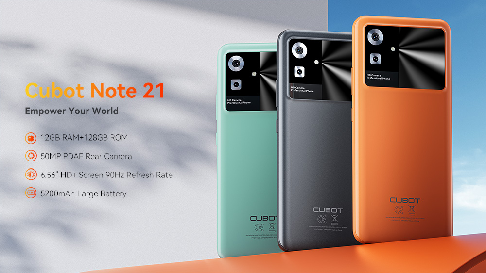 Cubot Note 21 Smartphone 12GB+128GB 6.56HD Screen 90Hz Refresh Rate  5200mAh 50M