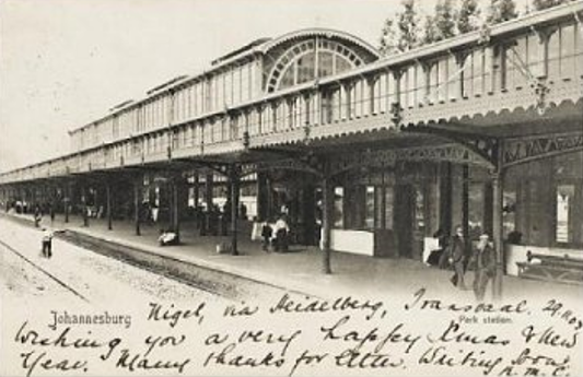 An old postcard of Park Station, Newtown, Johannesburg