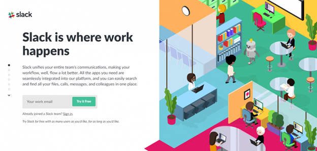 Slack landing page
