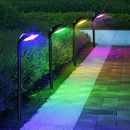 ROSHWEY Solar Lights Outdoor Garden 7 Color Changing Pathway Lights  Waterproof 150 Lumen Bright Solar Landscape Path Lights with 12LED for Yard  Walkway Driveway Christmas Decorative, 4 Pack - - Amazon.com