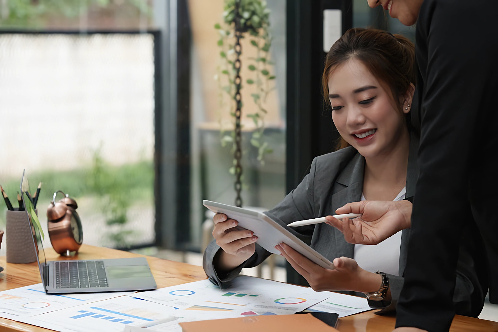 Woman looking at iPad