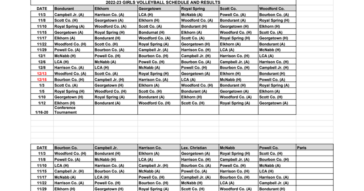 VOLLEYBALL SCHEDULE 2025-22 - Google Sheets