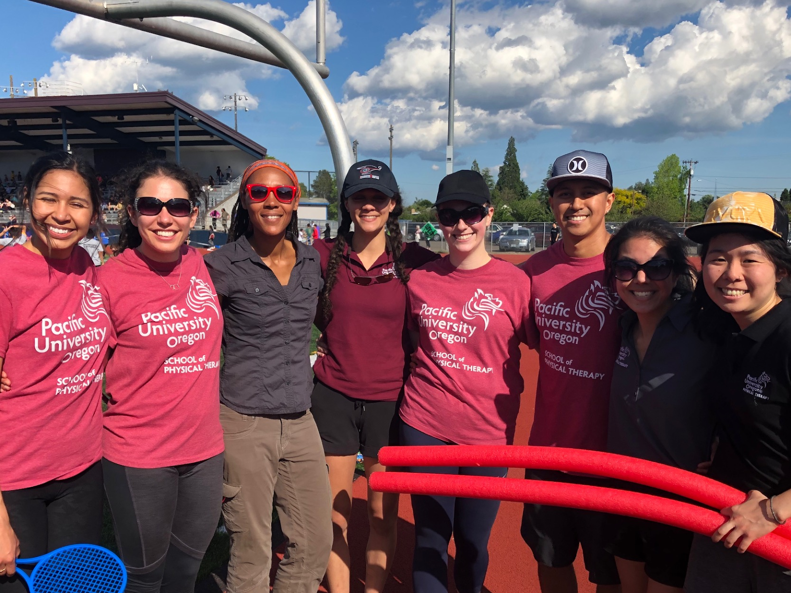Pacific students partnered with the Hillsboro School District and Providence Medical Group in June 2019 for Hillsboro Track Day to support students from low SES schools.